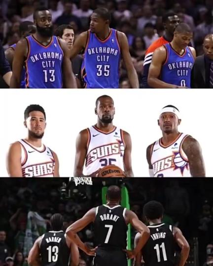 太阳三巨头彻底失败？美媒：杜兰特的三巨头球队总是一样的结局？
